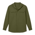thumbnail image 7 of Men's Solid Color Sun Protection Quick Dry Hooded Shirt, Breathable Long Sleeve Snap Button Down Outdoor Work Shirt Tops with Double Pockets Army Green, 7 of 7
