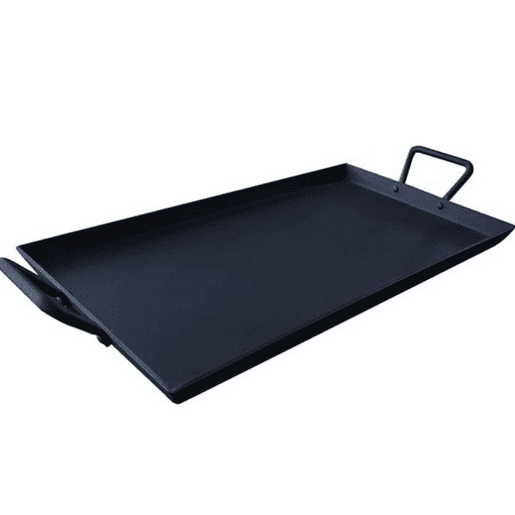 Cast Iron Griddle Pan Grill for Stove Tops Gas Grills Non-Stick Griddle with 2 Handles Flat Top Plate Pre-Seasoned Grill Pan for Indoor and Outdoor Use Camping 17.68 * 10 Inches