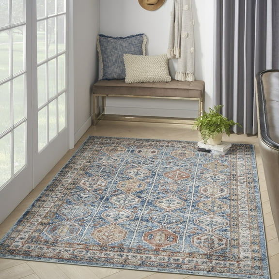 Nourison Concerto Modern Blue/Multi 5'3" x 7'3" Area Rug, (5x7)
