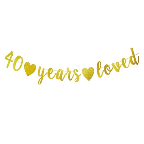 40 Years Loved banner Happy 40th Birthday Party Sign,Cheers to 40Th Anniversary/Birthday Party Decorations Supplies
