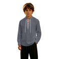 thumbnail image 4 of LYHaoo Boys Long Sleeve Shirt Kids Classic Lace up Theme Tops(9-10 Years), 4 of 7