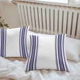 thumbnail image 4 of Outdoor Pillow Covers 26 x 26 Inches, Navy Blue Striped Waterproof Throw Pillow Cover Set of 2, Modern White Striped Abstract Art Aesthetics Decorative Square Cushion Covers for Patio/Tent/Couch, 4 of 7