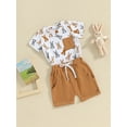 thumbnail image 3 of FEORJGP Toddler Boys Easter Outfit 0-3Y Infant Baby Short Sleeve T-shirt Bunny Print Crew Neck Tops and Solid Color Drawstring Shorts Sets Newborn Cute Casual Summer Clothing, 3 of 9