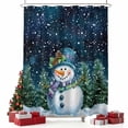 thumbnail image 2 of Navy Blue Snowman Christmas Shower Curtain, Green Tree Xmas Snowflake Waterproof Fabric Shower Curtains with 12 Hooks, Bathroom Curtain Set for Bathroom Accessories Decor, 36 x 78 Inches, 2 of 9