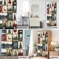 thumbnail image 2 of Vintage Stitching Shower Curtain Set with Hooks, Animal Forest Deer Ship Pattern Waterproof Fabric Bathroom Curtains Decor Home Accessories,66 X 72 Inch Long, 2 of 9