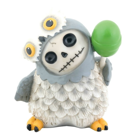 SUMMIT COLLECTION Furrybones Snow Hootie Signature Skeleton in Snow Owl Costume with Green Lollipop