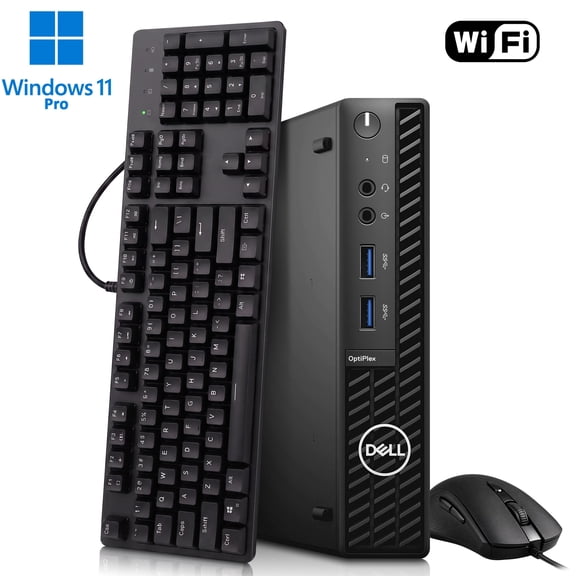 Restored Dell OptiPlex Micro PC, Intel Core i5-10th Gen — 8GB DDR4 Memory, 128GB SSD Storage — Wi-Fi, Keyboard & Mouse, Win 11 Pro — Mini Desktop