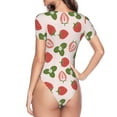 thumbnail image 4 of Balery Strawberries And Leaf Women's Short Sleevee Crew Neck Bodysuit Tops Short Sleeve Tops Basic-X-Large, 4 of 9