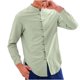 thumbnail image 2 of pstuiky camisa de manga larga para hombre, Camisa informal de manga larga con cuello alto y botones especiales de color sólido para hombre. top de hombre xxxxl, 2 of 6