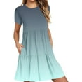 thumbnail image 2 of Sakmal Midi Summer Dresses for Women Vacation Blue T Shirt Dress Short Sleeve A Line Dresses with Pockets, 2 of 6