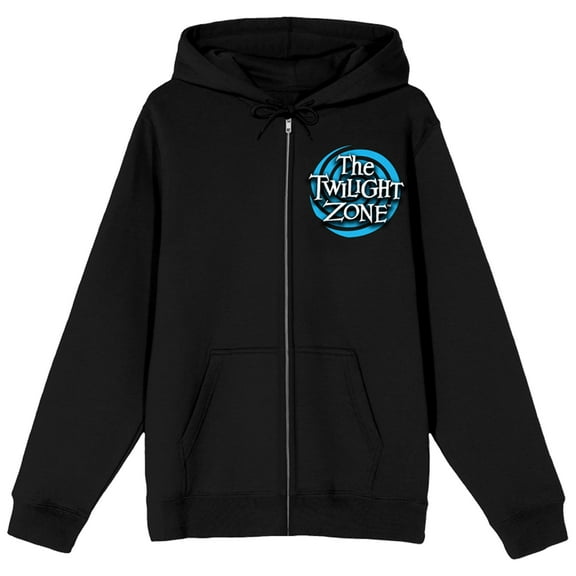 The Twilight Zone Title Logo Adult Black Zip-Up Hoodie-Large
