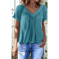 thumbnail image 5 of Womens Short Sleeve Casual Tops Lake Green M, 5 of 7