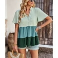 thumbnail image 5 of Women's Casual V Neck Ruffle Short Sleeve Summer Shirts Tops Loose Blouses, 5 of 6