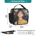 thumbnail image 2 of WOBOGO Black Hair Lass Tote Lunch Bag High Quality Insulated Aluminium Film For Cold with Adjustable Shoulder Strap 11.2×9.8×3.5in, 2 of 7