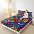 thumbnail image 4 of Manfei Boho Floral Twin Sheet Sets,Rustic Botanical Twin Fitted Sheet,Rainbow Flower Flat Sheet For Kids,Breathable Home Decor,3pcs, 4 of 7