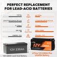 thumbnail image 2 of LiTime 12V 230Ah LiFePO4 Battery, 12 Volt Lithium Battery with 200A BMS, Max. 15000 Deep Cycles, 2944Wh Energy, Backup Power for RV, Travel Trailer, Trolling Motor, 2 of 7