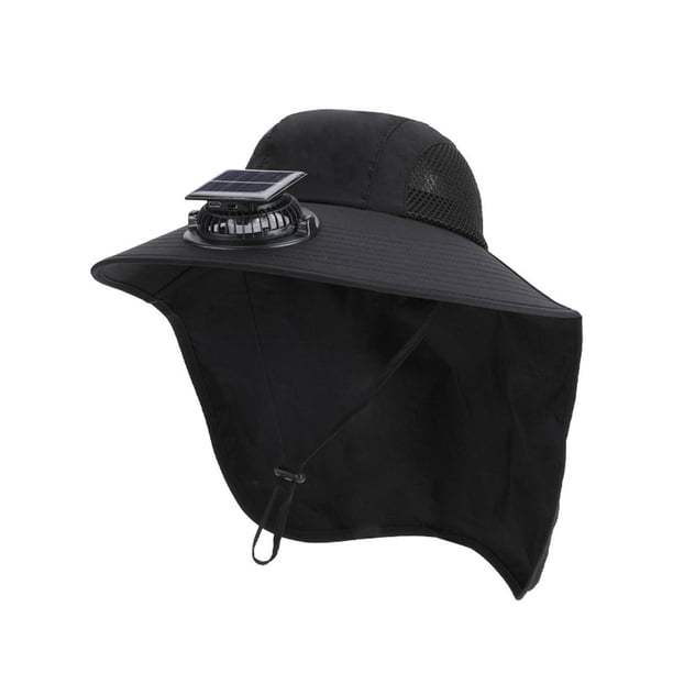 Sombrero de ventilador con energía solar | Visera solar de ala ancha | USB recargable y carga solar | Alta energía eólica | Malla ligera y transpirable | Ajustable de tres velocidades | Ocio al aire