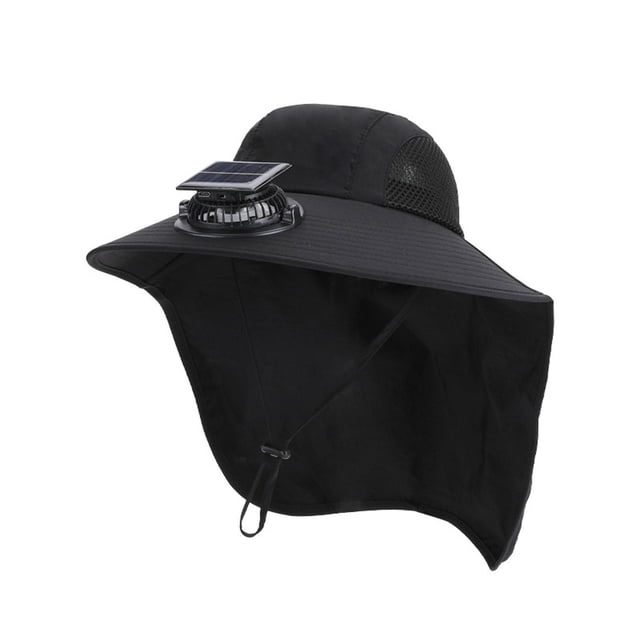 Sombrero de ventilador con energía solar | Visera solar de ala ancha | USB recargable y carga solar | Alta energía eólica | Malla ligera y transpirable | Ajustable de tres velocidades | Ocio al aire
