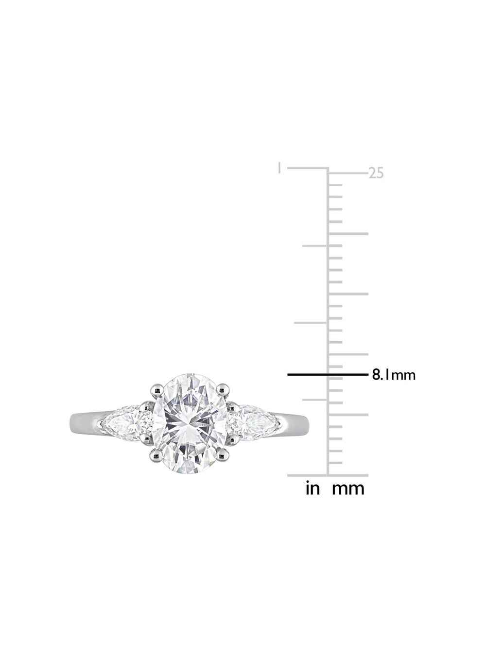 1.75 Carat (Ctw) Lab-Created Three-Stone Moissanite Engagement Ring in Sterling Silver for Women