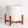 thumbnail image 3 of Peach & Pebble 10" Soft Pink Egg Shaped Planter + Medium Wood Stand, 3 of 3