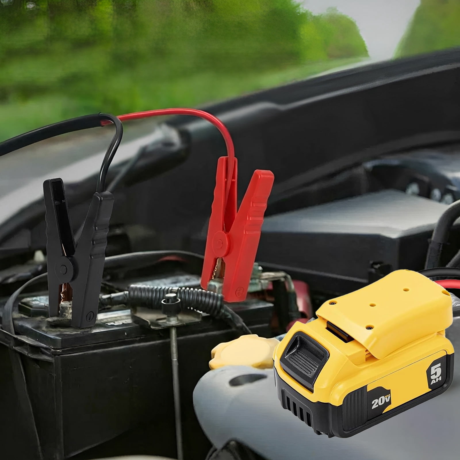 Jump Starter Cable with Battery Adapter 8AWG 3.3ft 12-24V Jumper Cable with Alligator Clip for Car Truck RV Portable Power Station