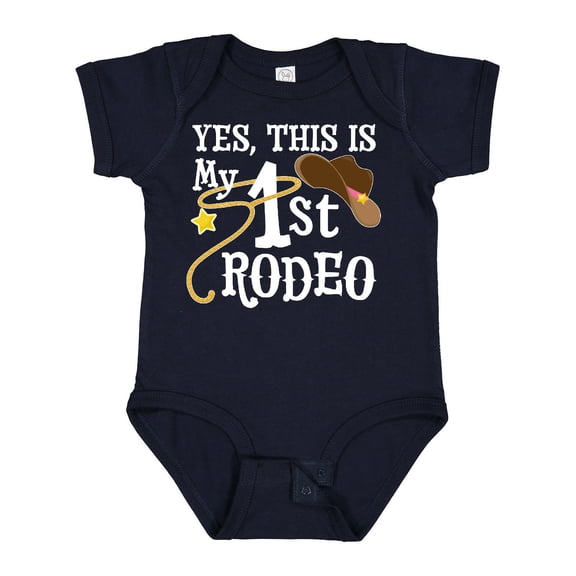Inktastic Yes, This is My 1st Rodeo Cowboy Hat and Lasso Boys or Girls Baby Bodysuit