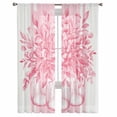 thumbnail image 2 of Eucalyptus Pink Semi Sheer Curtains 84 Inch Length 2 Panels Set, Vintage Succulents Flower Stripes Sheer Kitchen Curtain Privacy Voile Window Curtain for Living Room Bedroom Rod Pocket Drapes, 2 of 7