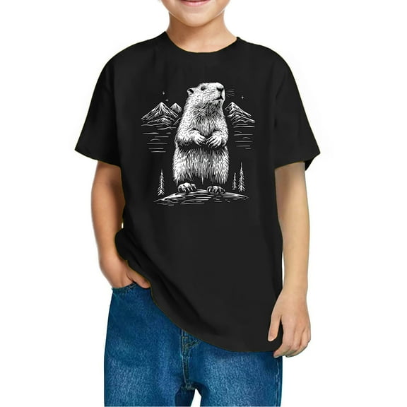 Frwgonr T Shirts for Toddler Boys Girls Black Kids Tshirt for Summer Cute Graphic Tees Outfits Tops 3T-10