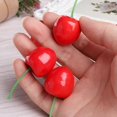 thumbnail image 3 of 10 piezas de cerezas rojas artificiales de espuma de imitación de fruta realista para decoración de bodas y fiestas, 3 of 5