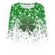 thumbnail image 5 of TaTaai Women's Irish Holiday T-Shirt Round Neck 3/4 Sleeve Loose Fit Green Print St. Patrick's Day Theme Casual Spring Top Gift, 5 of 5