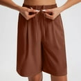 thumbnail image 4 of Lenpel Bermuda Shorts for Women High Waisted Wide Leg Pleated Knee Length Workout Long Shorts Casual Athletic Shorts with Pockets, 4 of 7