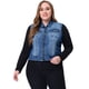 thumbnail image 3 of Women's Plus Size Trucker Vest Zipper Front Sleeveless Denim Vests Navy Blue 3X, 3 of 7