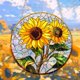 thumbnail image 1 of Decoración de ventana de girasol Adorno plano 2D | Diseño de girasol amarillo vibrante • Fácil de pegar | Material resistente al desvanecimiento duradero | Pasillo, oficina, acento del hogar | 1, 1 of 9