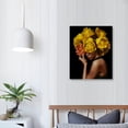thumbnail image 3 of Nawypu African American Wall Art Yellow Flower on Black Women Head Vintage Canvas Art Paintings Modern Abstract Girl Picture Home Wall Decor for Bedroom Living Room, Framed Ready to Hang, 3 of 4