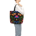 thumbnail image 3 of Sigee Mexican Flower Traditional1 Print Large Capacity Zippered Tote Bag - Durable, Stylish and Versatile for Everyday Use, 3 of 9