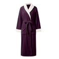 thumbnail image 4 of XINXIAOO Women's Fall/winter V Neck Solid Color Flannel Long Nightgown Womens Robe Long Heavy Robes for Women Flannel Womens Housecoats Comfy Robes for Women Dark Silk Robe Night Robe Women Satin, 4 of 5