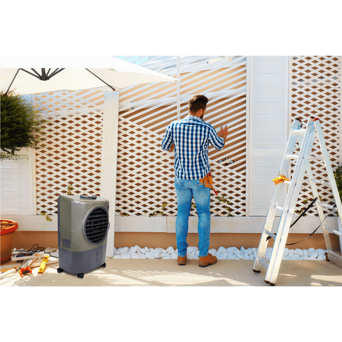 Hessaire MC18V (1300 DOE) 500 Sq Ft Portable Air Conditioner, Dark Gray