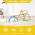 thumbnail image 2 of EUROCO Wooden Climbing Frame, Toddler Climbing Toys Indoor, Wooden Playground Climber with Ramp, Arch and Ladder, 2 of 9