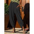 thumbnail image 2 of Avamo Women Wide Leg Linen Pants With Pockets Retro Harem  Bloomers Trousers Loose High Waist  Palazzo Bottoms Black S, 2 of 7