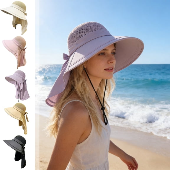 Outdoor Wide Brim Sun Protection Fisherman Hat, UPF 50 Windproof Breathable Foldable, Adjustable Chin Strap, for Spring Summer Travel Hiking Leisure Beach, Khaki