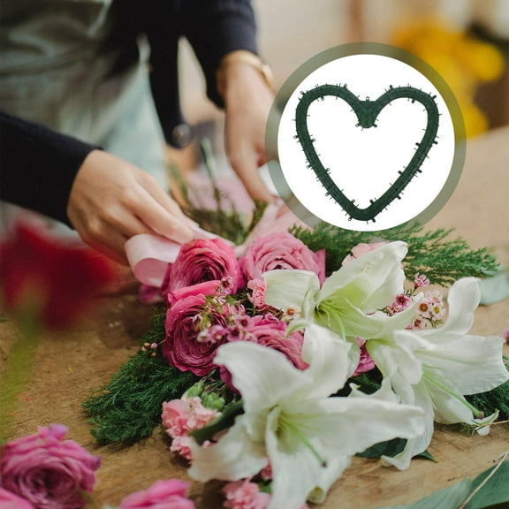 KONTONTY Heart Shaped Wreath Frame For Diy Flower Arrangements Long-Lasting Wreath Form Creative Garland Supplies For Craft Enthusiasts