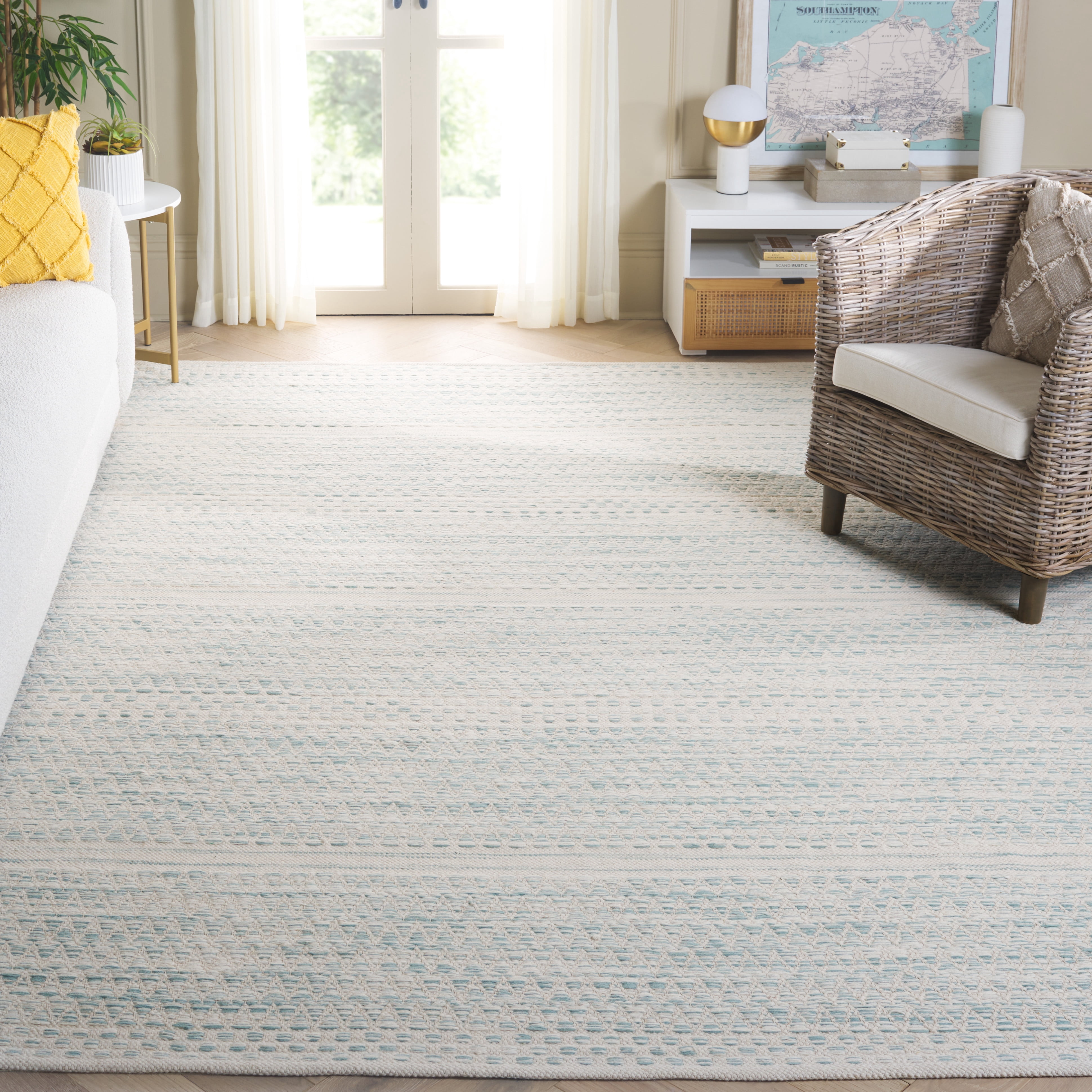 SAFAVIEH Kilim Blazhe Tribal Area Rug, Ivory/Light Blue, 8' x 10'