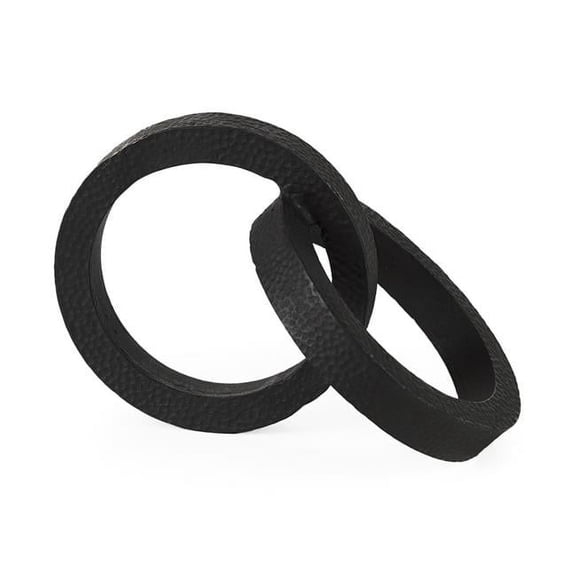 Two Ring Hammered Metal Sculpture, Black