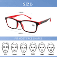 thumbnail image 2 of 3 Pairs of Black Retro Rectangle Bifocal Reading Glasses 1.00-4.00 for men womenClassic Presbyopic Glasses Spring Hinge Readers 1.00-4.00 Strength ﻿ ﻿,Brown Red Blue,+4.00 strength, 2 of 11
