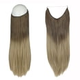 thumbnail image 2 of SHCKE Secret Hair Extensions 22 Inch Invisible Light Brown To Light Blonde Hair Extension Hidden Straight Hair Extensions with Transparent Wire Removable Secure Clips Fish Line Extensions, 2 of 6