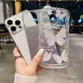 thumbnail image 3 of ( 3D Print Butterfly ) Wavy Ripple Bumper Glitter Case for IPhone 15 14 13 12 Pro Max Crystal Cute Pretty Sparkling Cover Shockproof Women Girls Cases (Purple with bracelet,for iPhone 12), 3 of 12