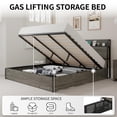 thumbnail image 6 of Merluxy Full Size Lift Up Storage Bed, Metal Wood Storage Headboard & Charging Station, Rustic Grey, 6 of 8