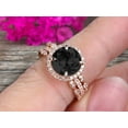 thumbnail image 5 of 10K Rose Gold 2.75 Carat Round Cut Black Diamond Moissanite Trio Set Engagement Ring Halo Stacking Matching Band, 5 of 6