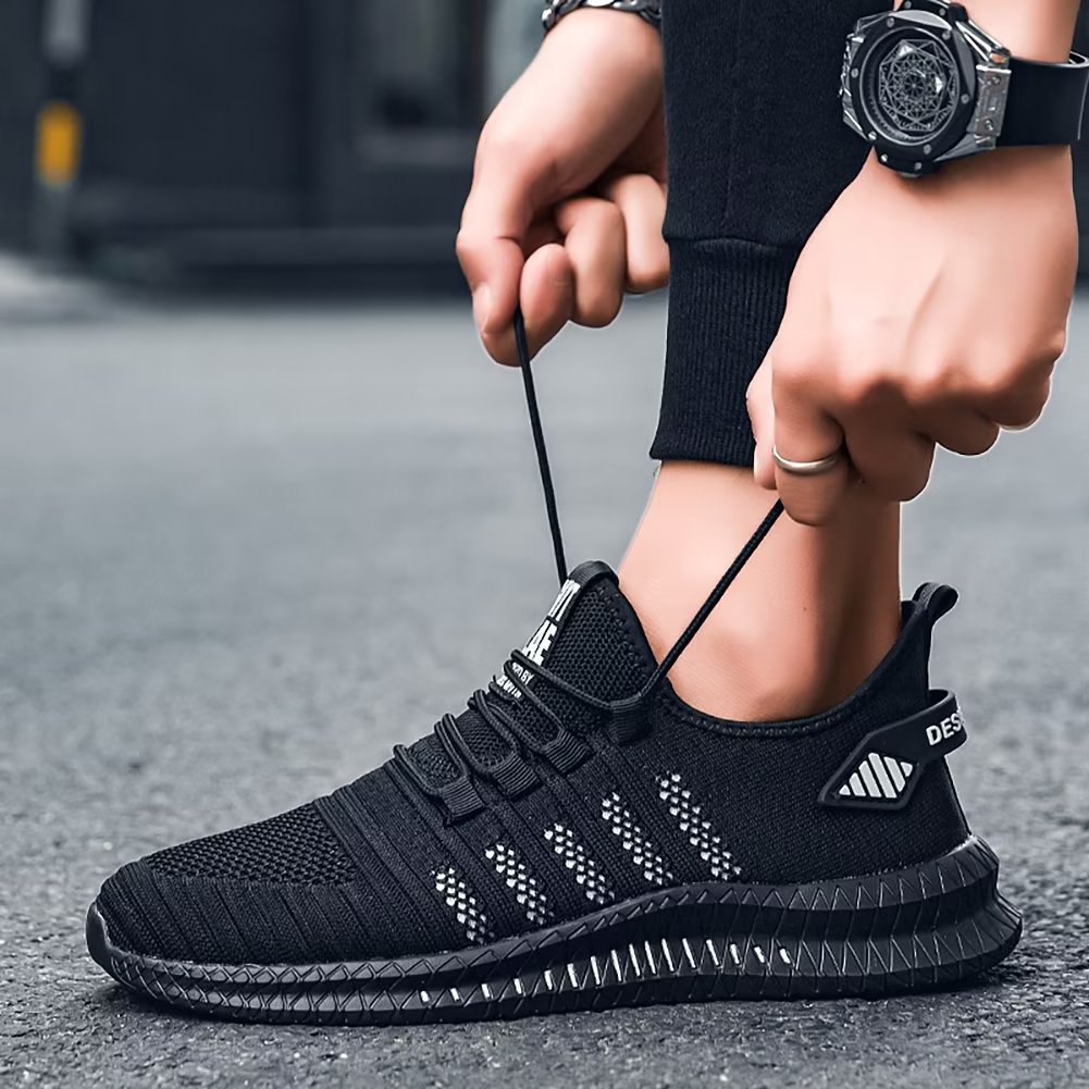 Baskets Homme Légères Sans Lacets - Running, Multisport, Semelle Zéro Drop, Respirantes, Noir