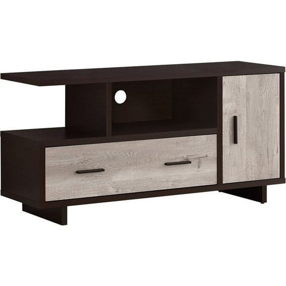 Pemberly Row 2 Door 48" Contemporary Wooden TV Stand in Cappuccino and Taupe